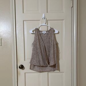 Olive & Oak Gray Asymmetrical Wrap Blouse